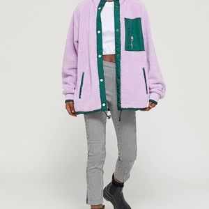 Champion UO Exclusive Sherpa Coach Jacket Lavender Size M